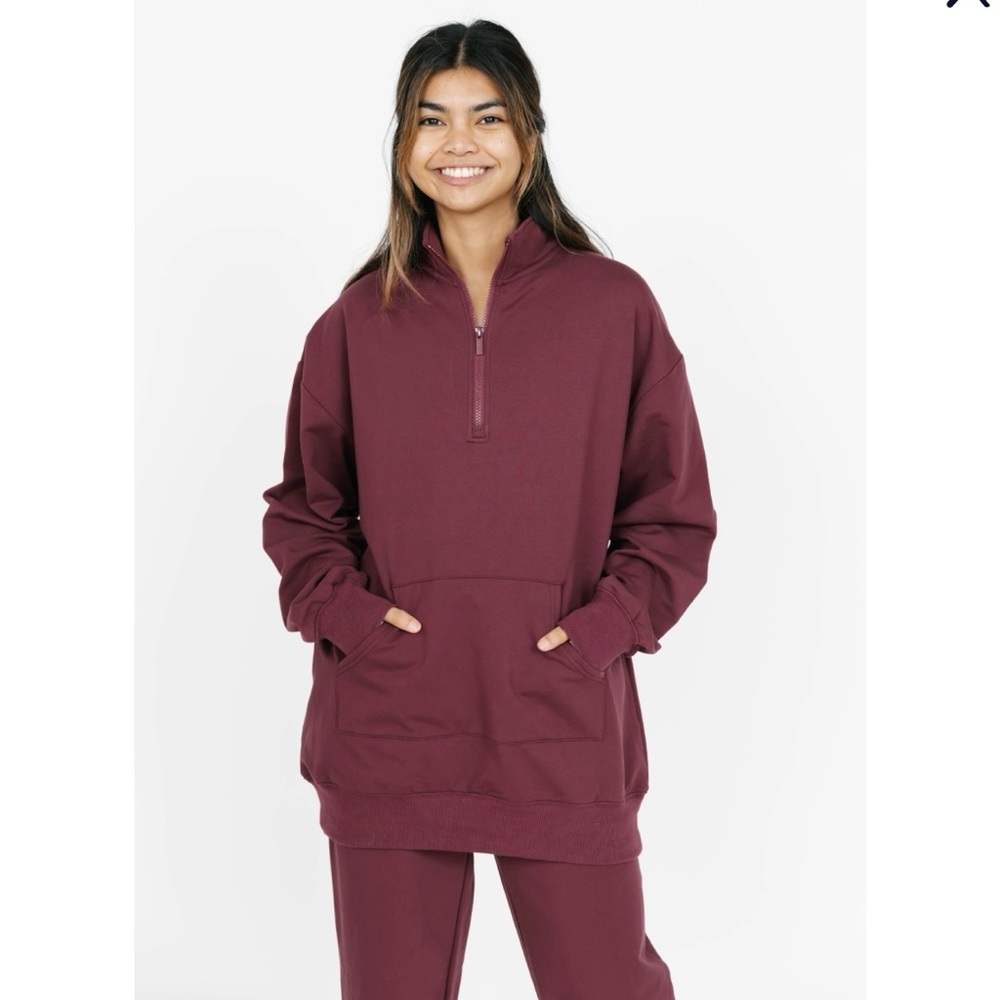 Smash + Tess Burgundy 1/4 zip sweatfleece top